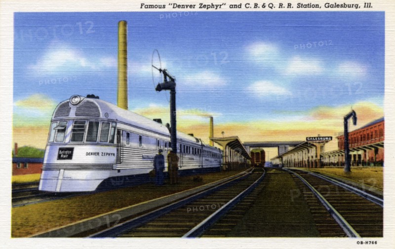 The 'Denver Zephyr' at Galesburg Station, Illinois, USA, 1940. Artist: Unknown