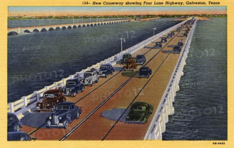 New Causeway with four-lane highway, Galveston, Texas, USA, 1940. Artist: Unknown