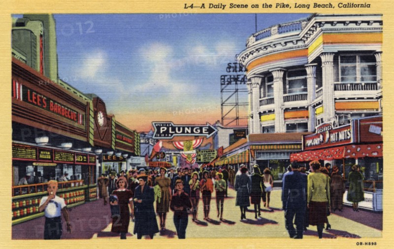 Daily scene on the Pike, Long Beach, California, USA, 1940. Artist: Unknown