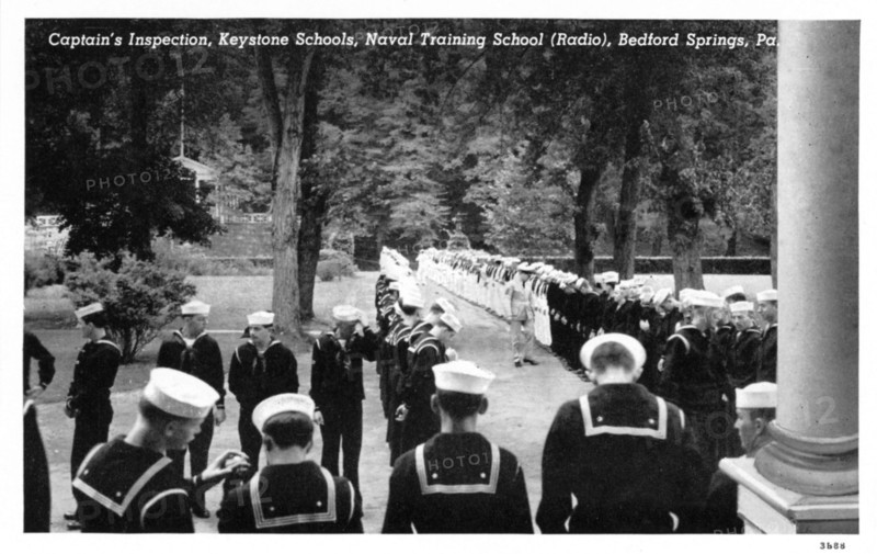Captain's inspection, Naval Training School (Radio), Bedford Springs, Pennsylvania, USA, 1943. Artist: Unknown