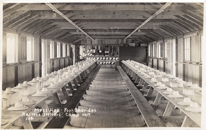 Mess hall, Fort Sheridan Reserve Officers Camp, Illinois, USA, 1917. Artist: Unknown