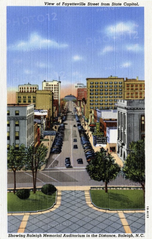 View of Fayetteville Street from the State Capitol, Raleigh, North Carolina, USA, 1941. Artist: Unknown