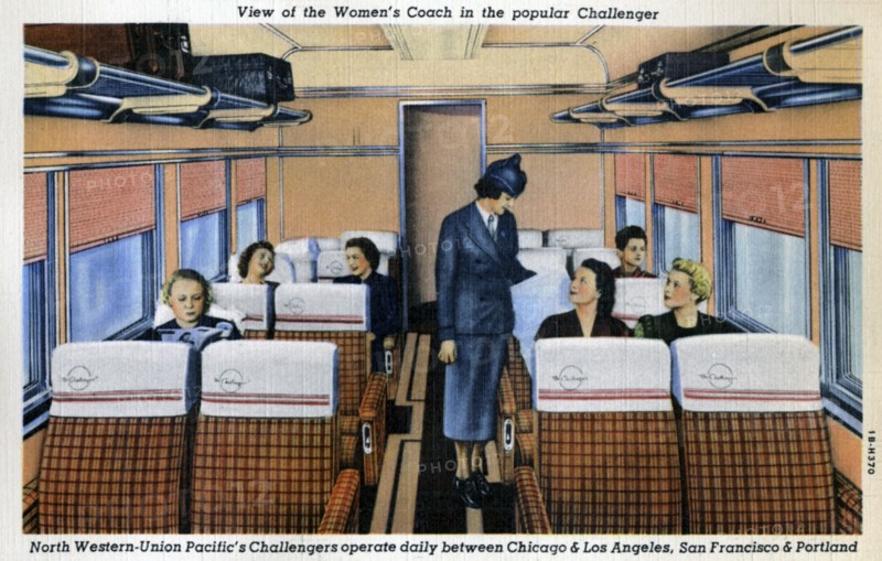 Women's coach on the North Western Union Pacific's popular 'Challenger' train, USA, 1941. Artist: Unknown