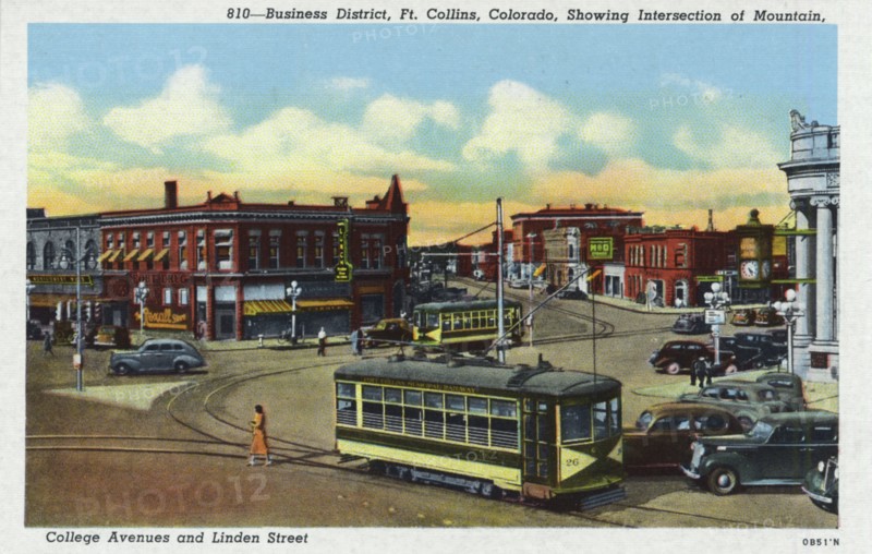 Business district, Fort Collins, Colorado, USA, 1940. Artist: Unknown