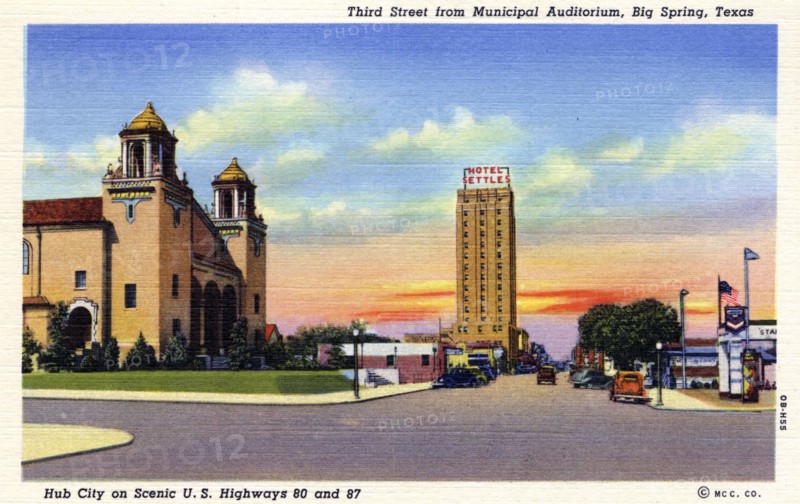 Third Street from the Municipal Auditorium, Big Spring, Texas, USA, 1940. Artist: Unknown