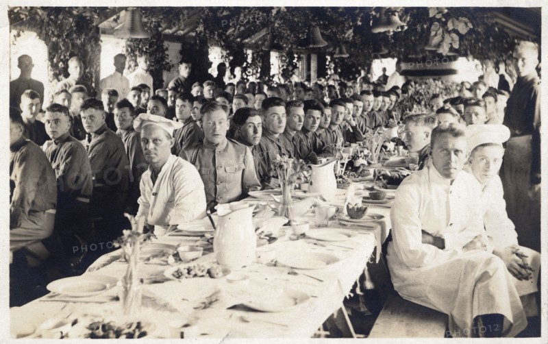 Farewell dinner for Company B, 112th Engineers, Fort Sheridan, Illinois, USA, 29th September, 1917. Artist: Unknown