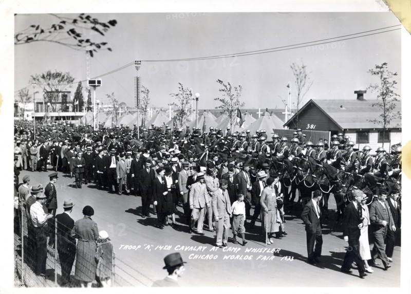 Troop A, 14th Cavalry, parading at the Chicago World's Fair, Illinois, USA, 1933. Artist: Unknown