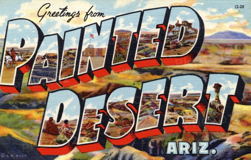'Greetings from Painted Desert, Arizona', postcard, 1941. Artist: Unknown