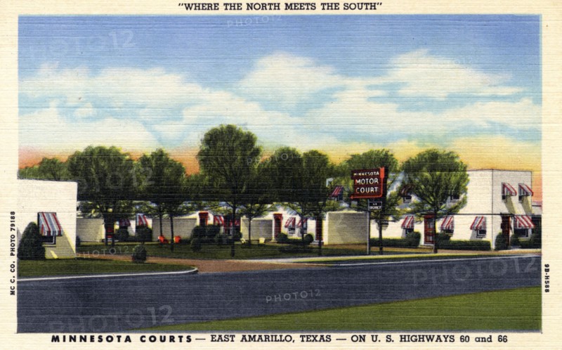 Minnesota Courts motel, East Amarillo, Texas, USA, 1949. Artist: Unknown