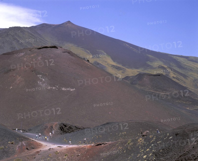 View of the volcanic scenery of Mount Etna, Sicily, Italy.
