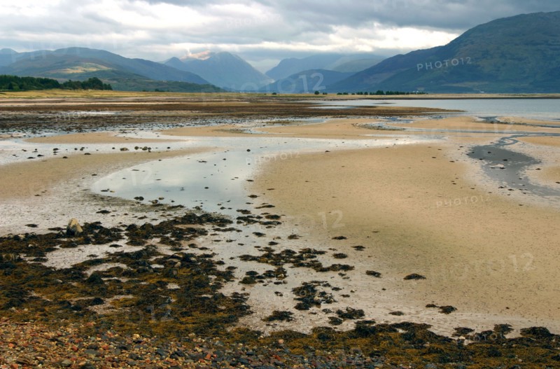 Glencoe from across Loch Linnhe, Highland, Scotland.