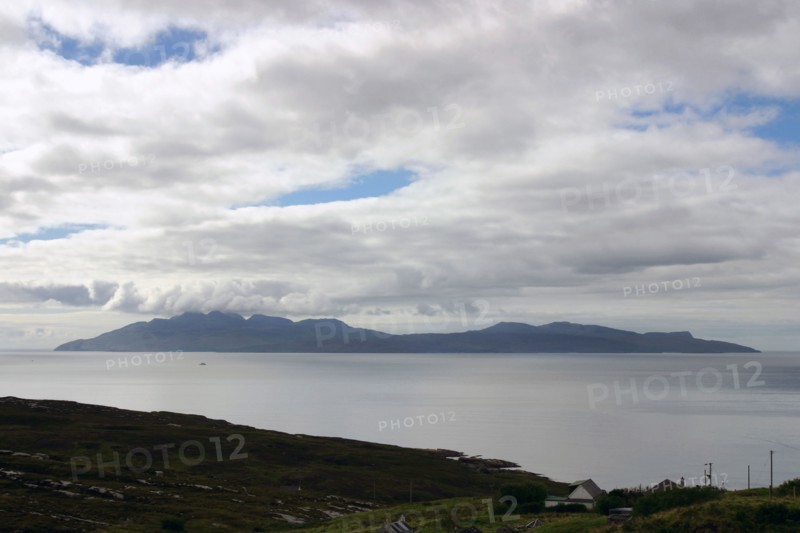 The island of Rum from Skye, Highland, Scotland.