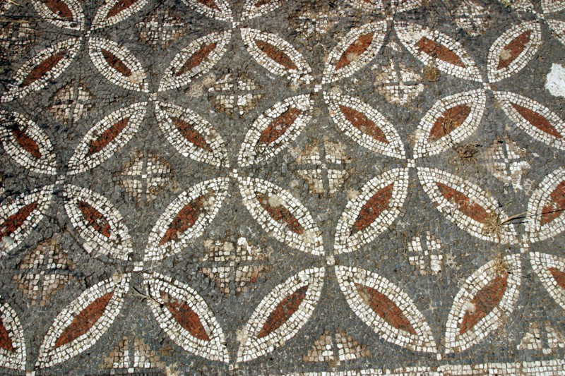 Mosaic floor, ruins of the Basilica of Ayia Trias, Famagusta, North Cyprus.