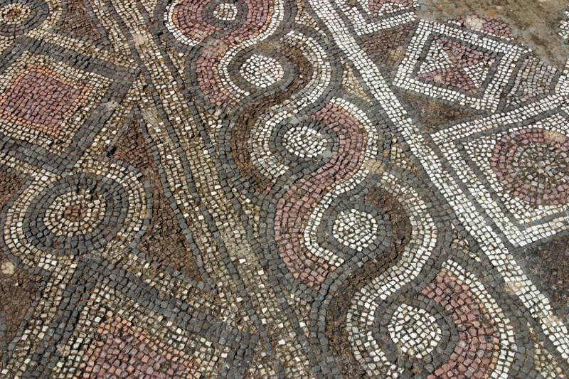 Mosaic floor, ruins of the Basilica of Ayia Trias, Famagusta, North Cyprus.