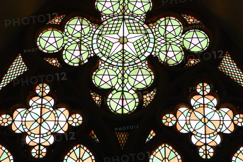Stained glass window, Lala Mustafa Pasha Mosque, Famagusta, North Cyprus.