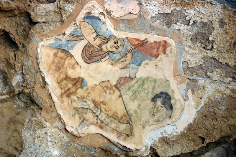 Fresco showing St Elias, Roman gymnasium, Salamis, North Cyprus.