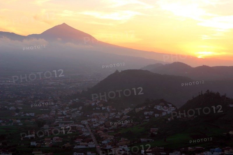 Sunset behind Mount Teide, volcano on Tenerife, Canary Islands, 2007.