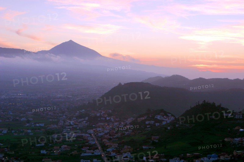 Sunset behind Mount Teide, volcano on Tenerife, Canary Islands, 2007.