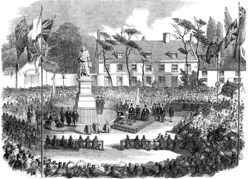 Inauguration of the statue of Sir Isaac Newton at Grantham, Lincolnshire, 1858. Artist: Unknown