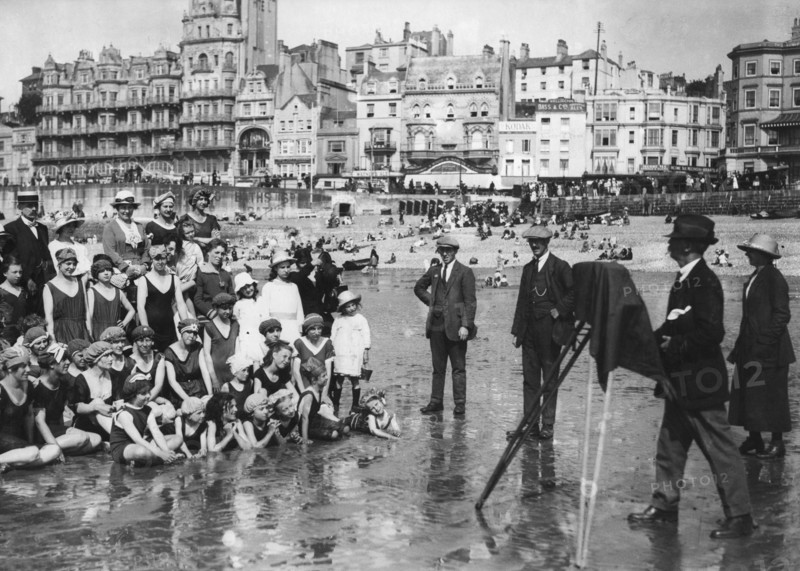 Photographer taking a seaside snap, c1900-1919(?). Artist: Unknown