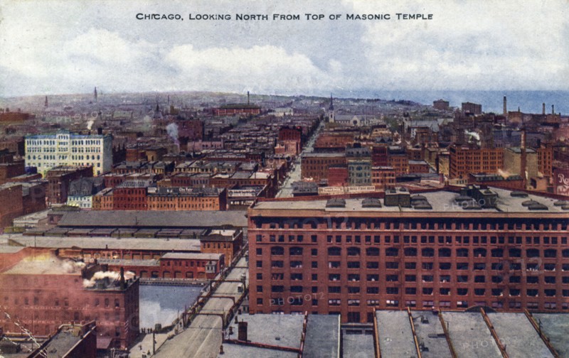Chicago looking north from the top of the Masonic Temple, Illinois, USA, 1910. Artist: Unknown
