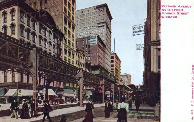 Wabash Avenue, looking north from Monroe Street, Chicago, Illinois, USA, 1907. Artist: Unknown