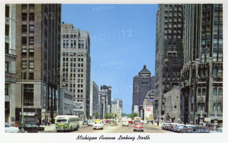 Michigan Avenue looking north, Chicago, Illinois, USA, 1956. Artist: Unknown