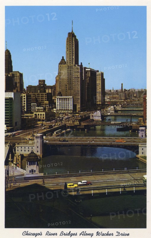 'Chicago's River Bridges along Wacker Drive', postcard, 1959. Artist: Unknown