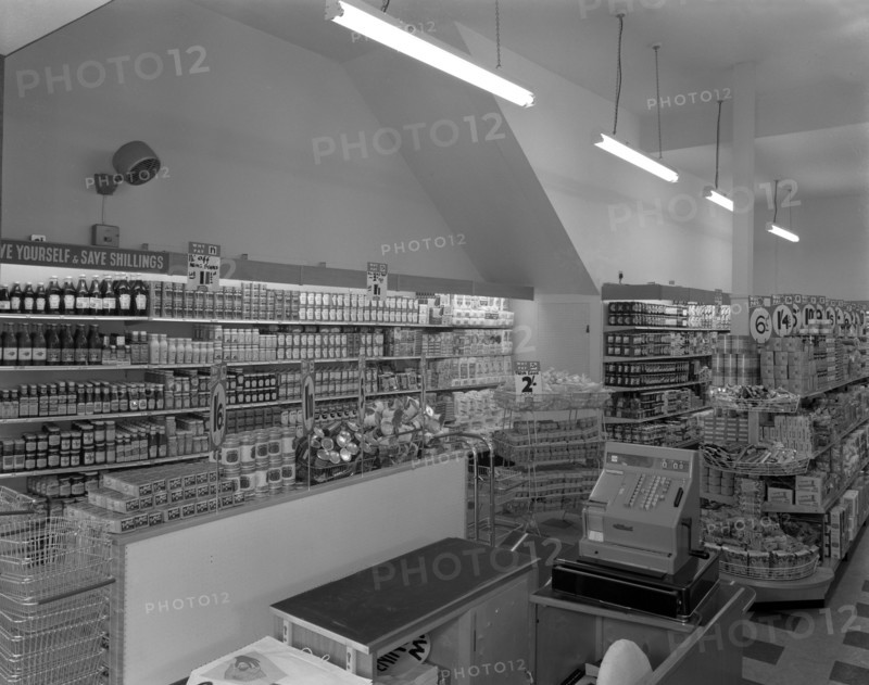 Carlines Self Service Store in Mexborough, South Yorkshire, 1960. Artist: Michael Walters