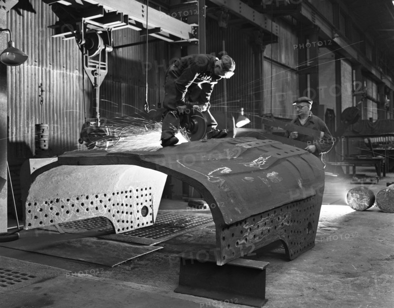 Constructing a dragline bucket, Edgar Allen's steel foundry, Sheffield, South Yorkshire, 1962.   Artist: Michael Walters
