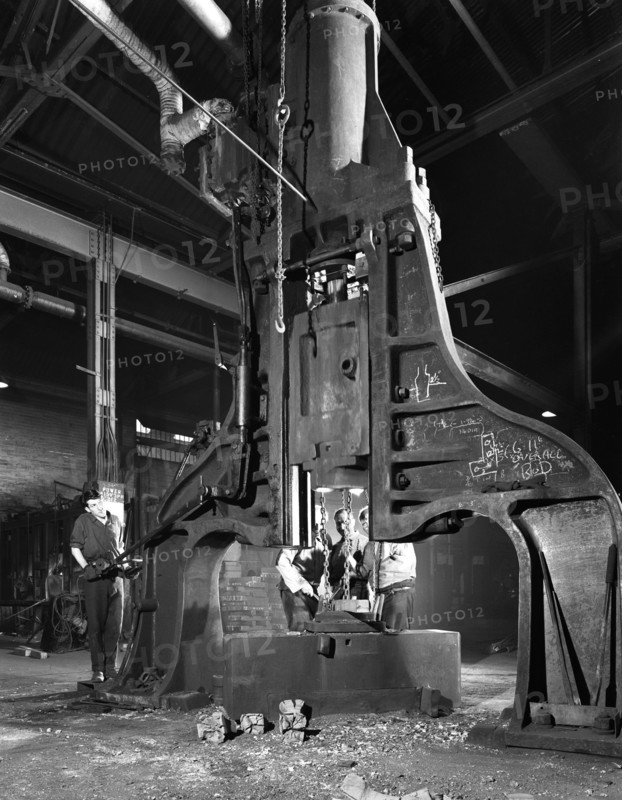 Forge in action at Edgar Allen's steel foundry, Sheffield, South Yorkshire, 1962. Artist: Michael Walters