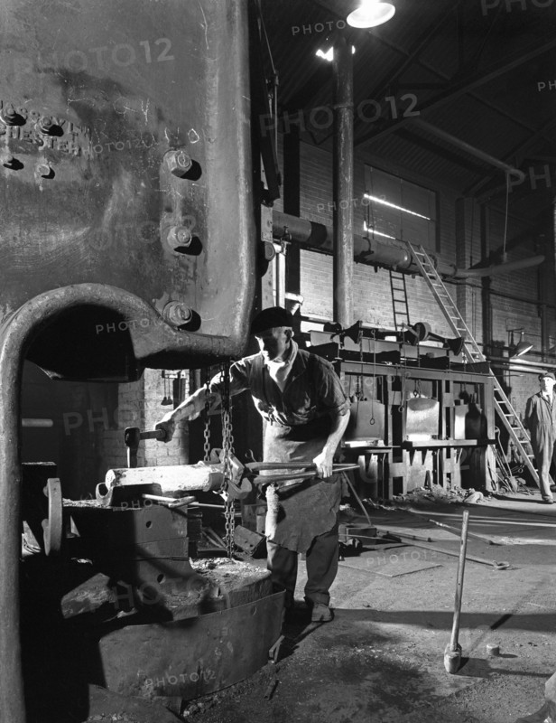 Forging pins at Edgar Allen's steel foundry, Sheffield, South Yorkshire, 1963. Artist: Michael Walters
