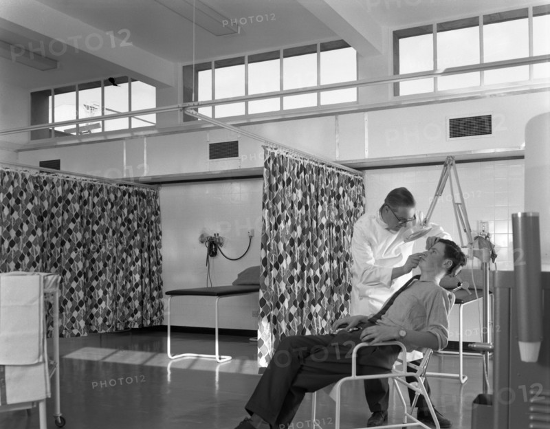 Medical care at a steelworks, Sheffield, South Yorkshire, 1963. Artist: Michael Walters