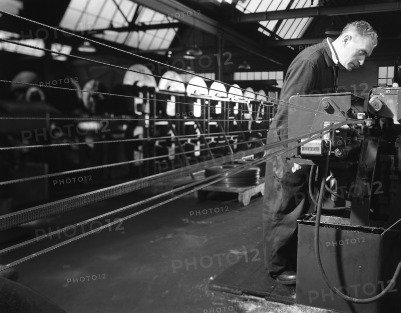 Bandsaws being sharpened at Slack Sellars & Co, Sheffield, South Yorkshire, 1963. Artist: Michael Walters