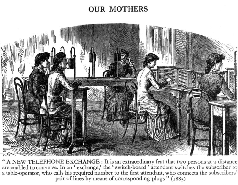 Telephone exchange, 1883. Artist: Unknown
