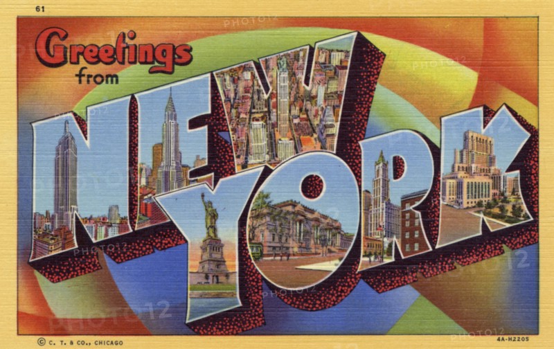 'Greetings from New York', postcard, 1934. Artist: Unknown