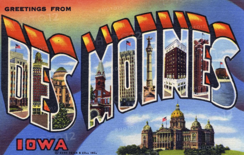 'Greetings from Des Moines, Iowa', postcard, 1944. Artist: Unknown