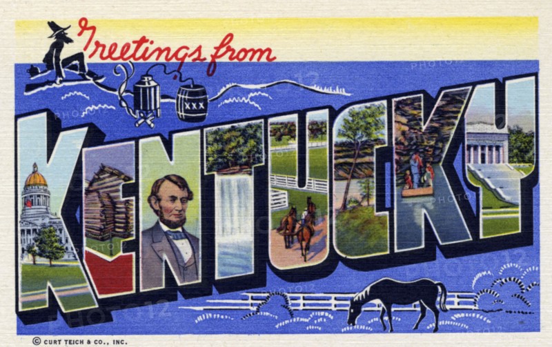 'Greetings from Kentucky', postcard, 1939. Artist: Unknown