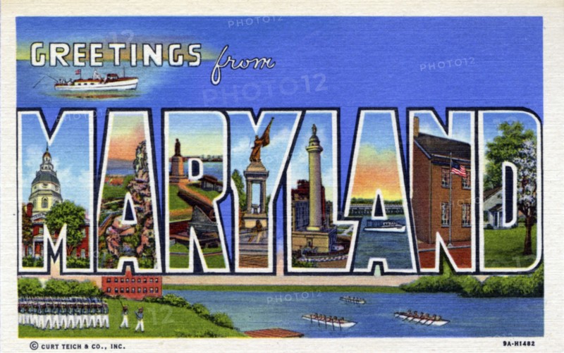 'Greetings from Maryland', postcard, 1939. Artist: Unknown