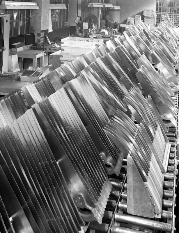 Saws in racks ready for distribution, Spear & Jackson, Sheffield, South Yorkshire, 1966. Artist: Michael Walters