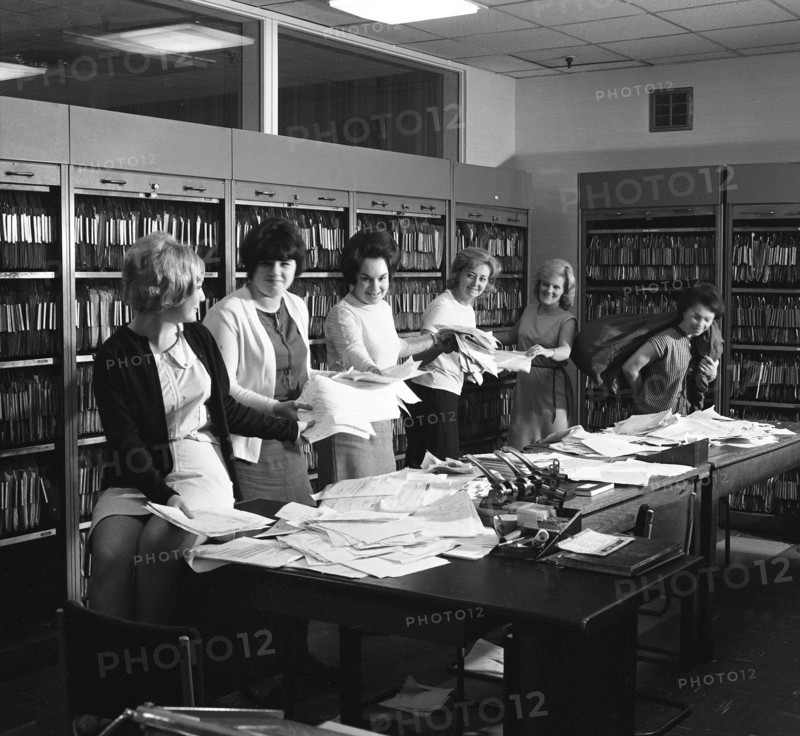 Female workers in the filing and postal room, Stanley Tools works, Sheffield, South Yorkshire, 1967. Artist: Michael Walters