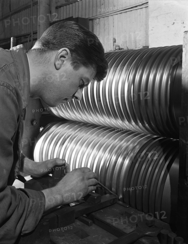 Roll turning at the Edgar Allen Steel Foundry, Sheffield, South Yorkshire, 1962. Artist: Michael Walters