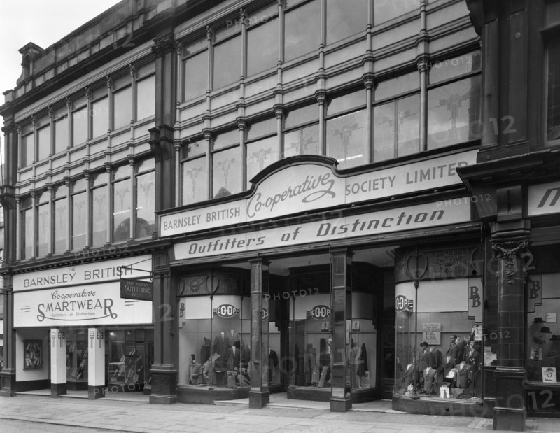 Exterior of the Barnsley Co-op central men's tailoring department, South Yorkshire, 1959. Artist: Michael Walters