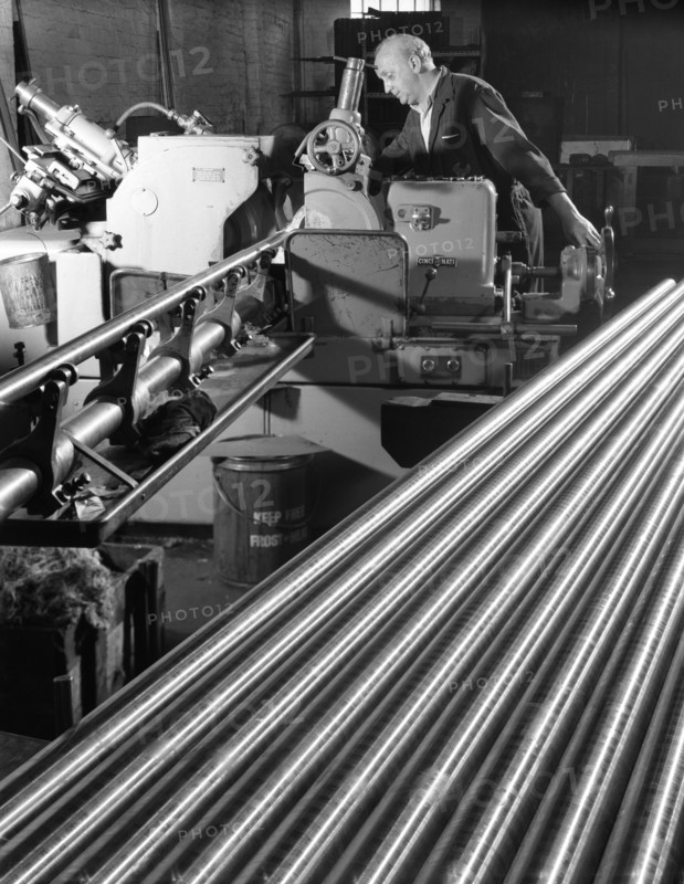 Grinding steel bars at J Beardshaw & Sons, Sheffield, 1963. Artist: Michael Walters