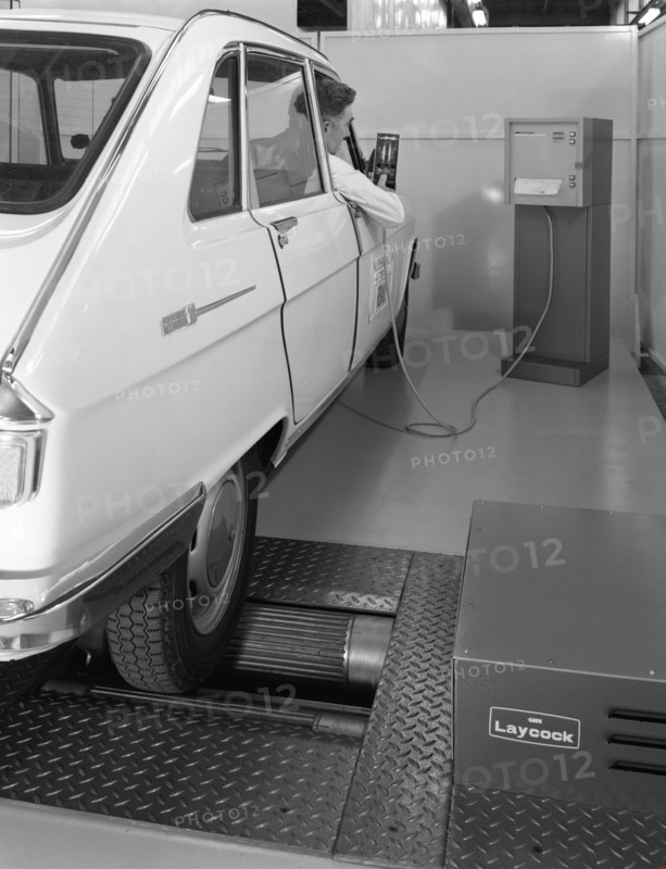 Renault 16 TL automatic on a Laycock brake testing machine, Sheffield, 1972. Artist: Michael Walters