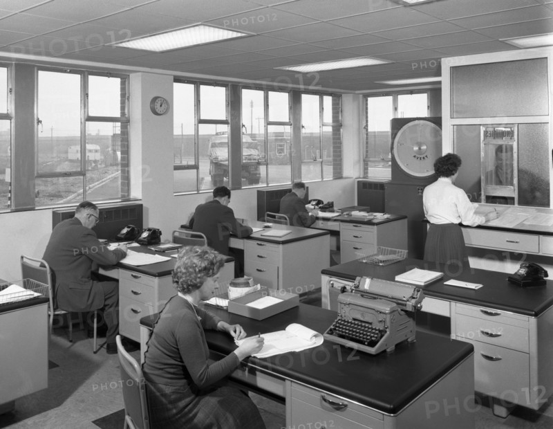 Weighbridge office scene, Spillers foods, Gainsborough, Lincolnshire, 1961. Artist: Michael Walters