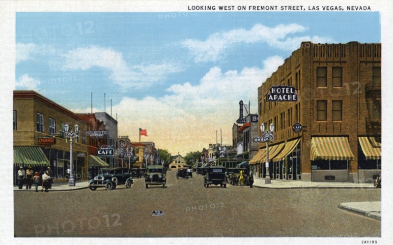 'Looking West on Fremont Street, Las Vegas, Nevada', postcard, 1932. Artist: Unknown