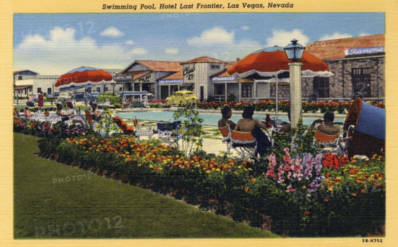 'Swimming Pool, Hotel Last Frontier, Las Vegas, Nevada', postcard, 1943. Artist: Unknown