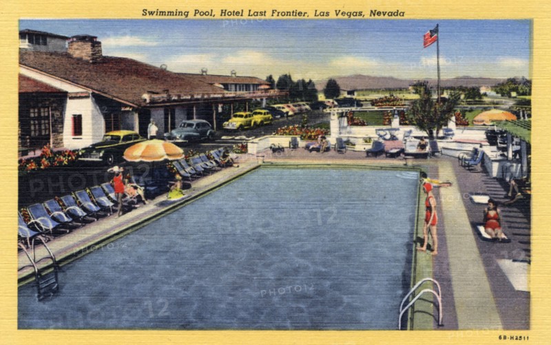 'Swimming Pool, Hotel Last Frontier, Las Vegas, Nevada', postcard, 1946. Artist: Unknown
