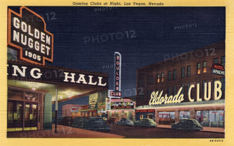 'Gaming Clubs at Night, Las Vegas, Nevada', postcard, 1946. Artist: Unknown